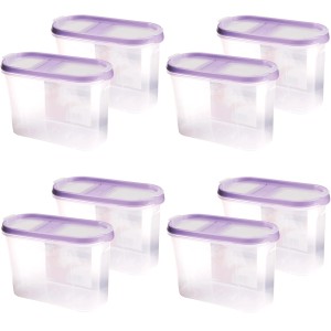 8er Pack Bestlivings Frischhaltebox Schüttdose 1,4L, lila Deckel, transparente Vorratsdosen.