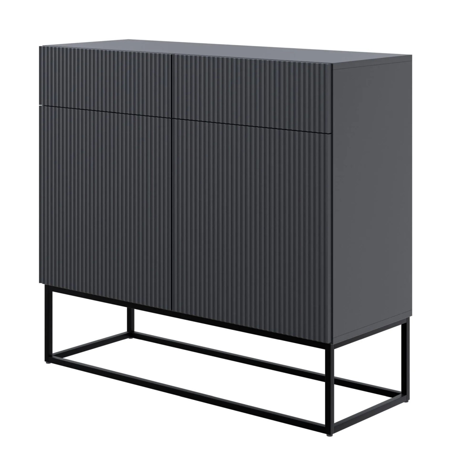 Selsey Sideboard Veldio 100 cm mit 2 Schubladen Schwarz mit Schwarzen Beinen