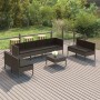 Graues 9-tlg. Garten Lounge Set aus Rattan mit Auflagen. Gartenmöbel für Terrasse und Garten.