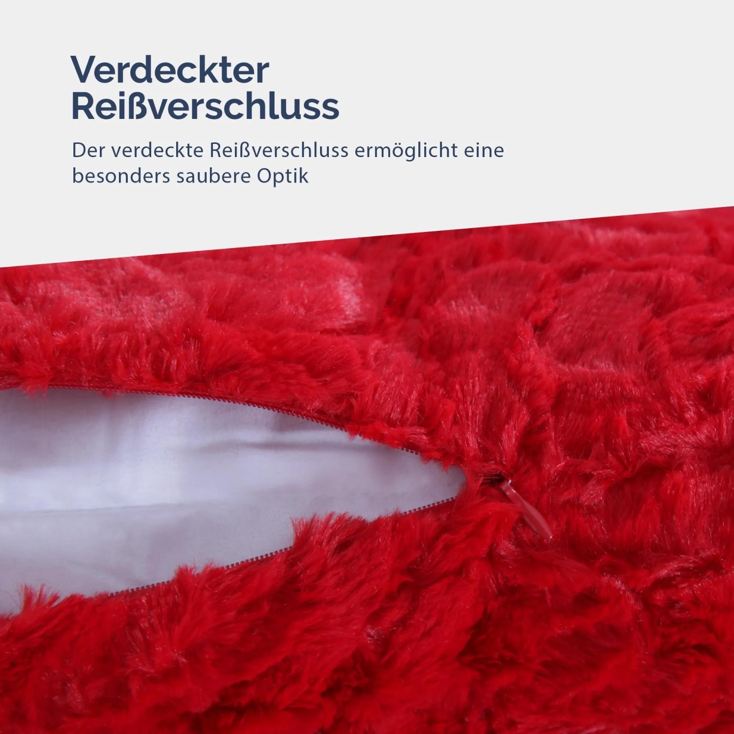 Bestlivings Kissenhülle Rose Kuschel, 60x60 cm, Rot. Flauschiges Dekokissen mit Reißverschluss.
