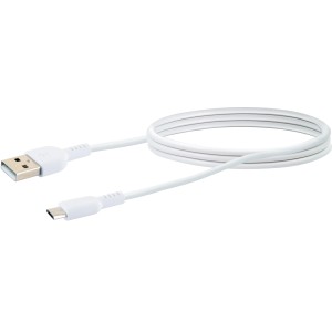 Weißes Schwaiger USB-A zu Micro-USB Kabel zum Laden und Synchronisieren.