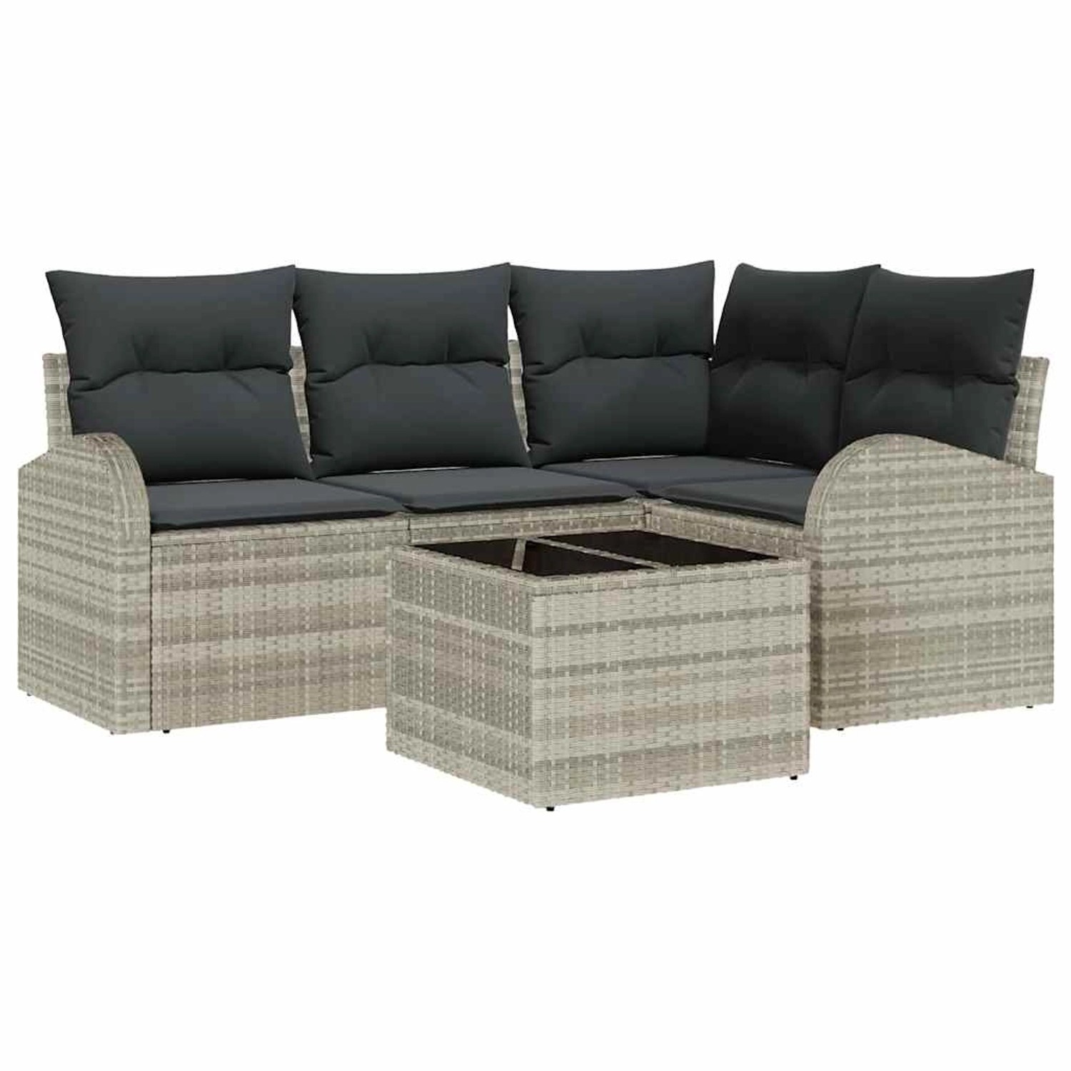 vidaXL Garten-Sofa-Set mit Kissen 5-Tlg Hellgrau Poly Rattan 3354701 günstig online kaufen