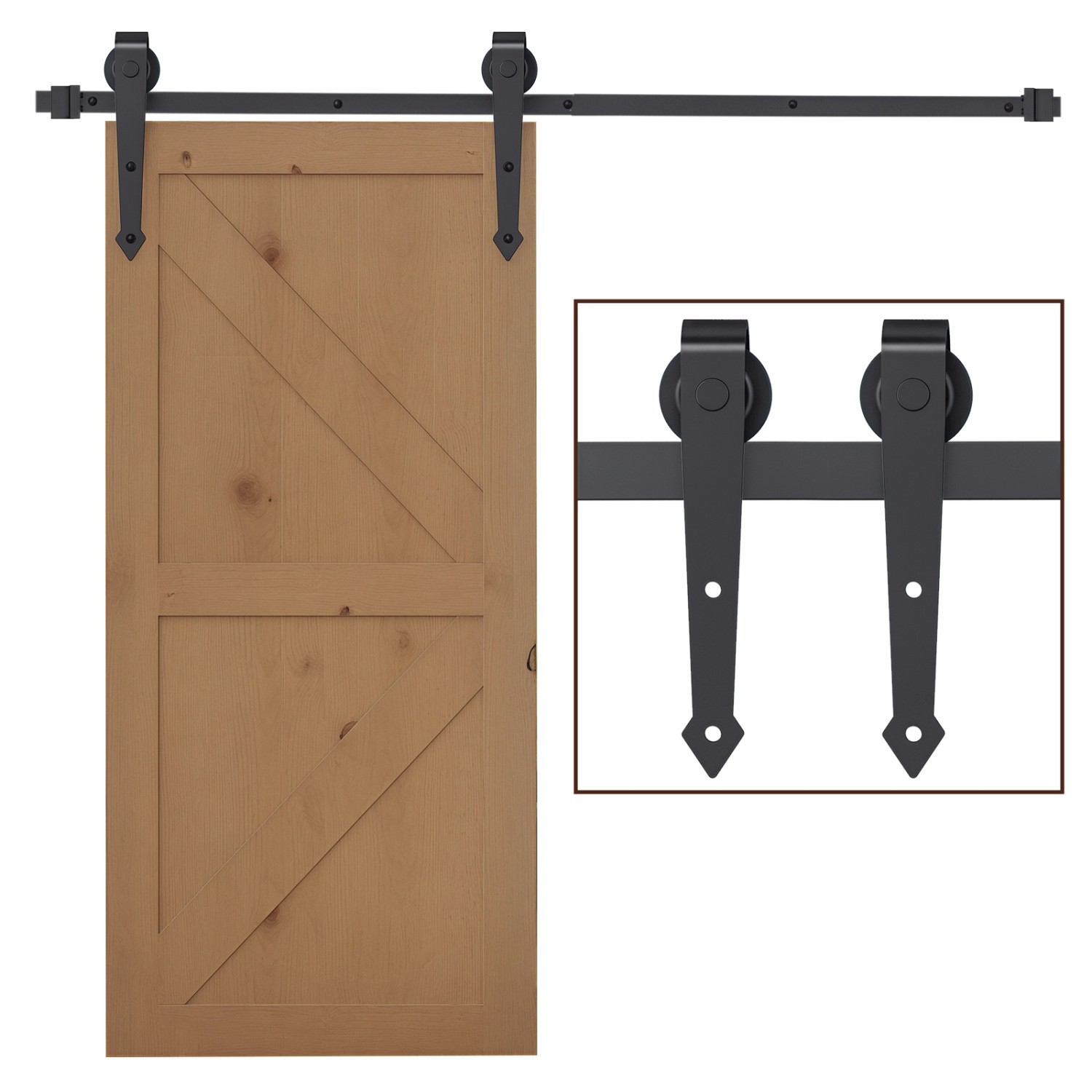 HOMCOM Schiebetür-Beschlagsatz Kohlenstoffstahl 200L x 4B x 0,6H cm Braun