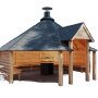 Finn Art Blockhaus Grillhütte Grillkota Elegance 16.5 qm offen mit Grillanlage Schindeln Schwarz