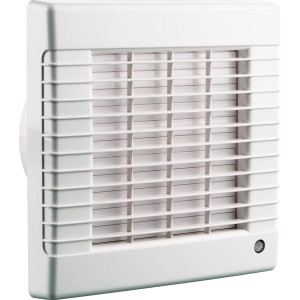 Weißer Badventilator Ø 125 mm mit Jalousie und Nachlaufzeit. Für Bad, Küche und Wohnraum.