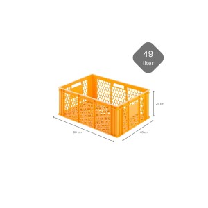 Gelb-orangener Eurobehälter/Bäcker-Konditorkasten, 49 Liter, stapelbar, für Vorratsdosen & Vorratsbehälter.