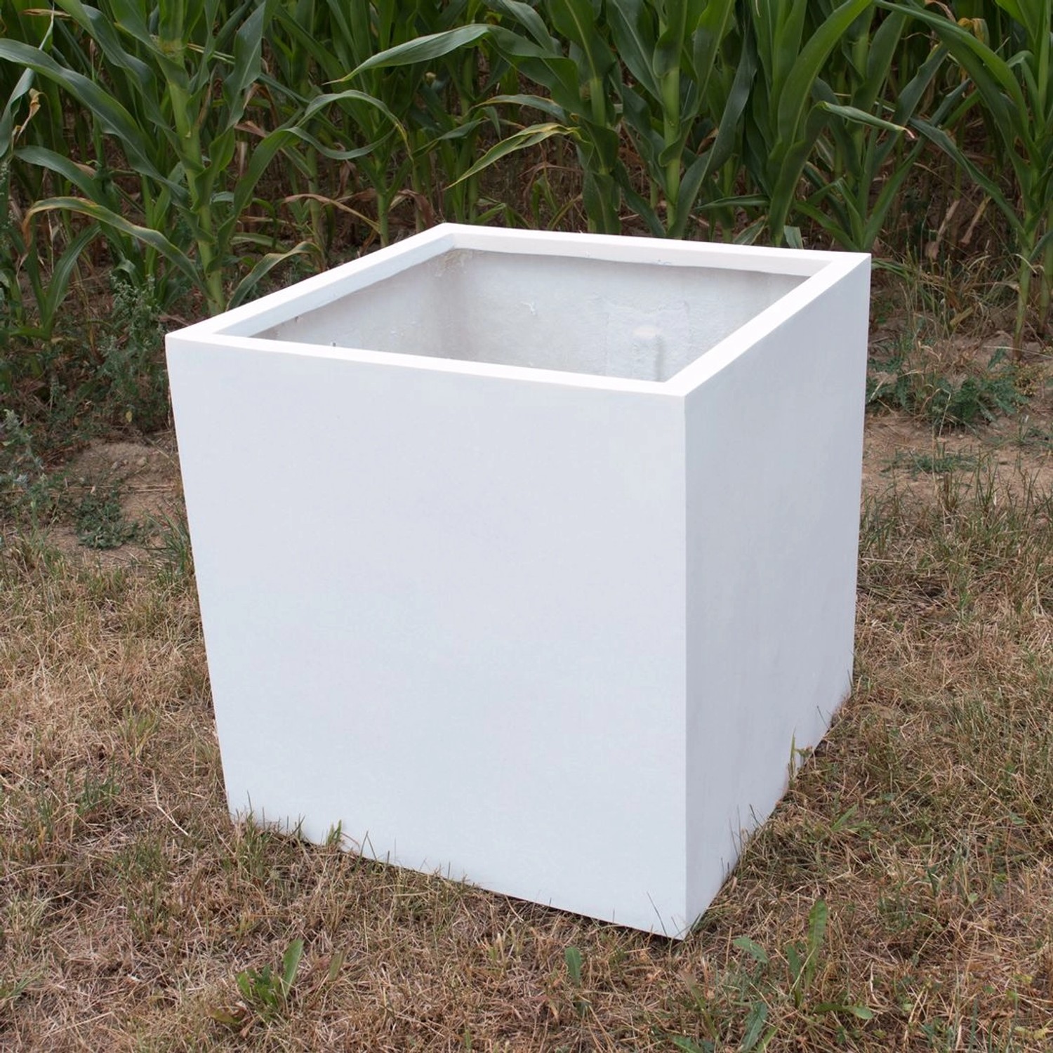Elegant Einrichten Pflanzkübel Fiberglas Quadratisch 90x90x90cm Perlmutt-We günstig online kaufen