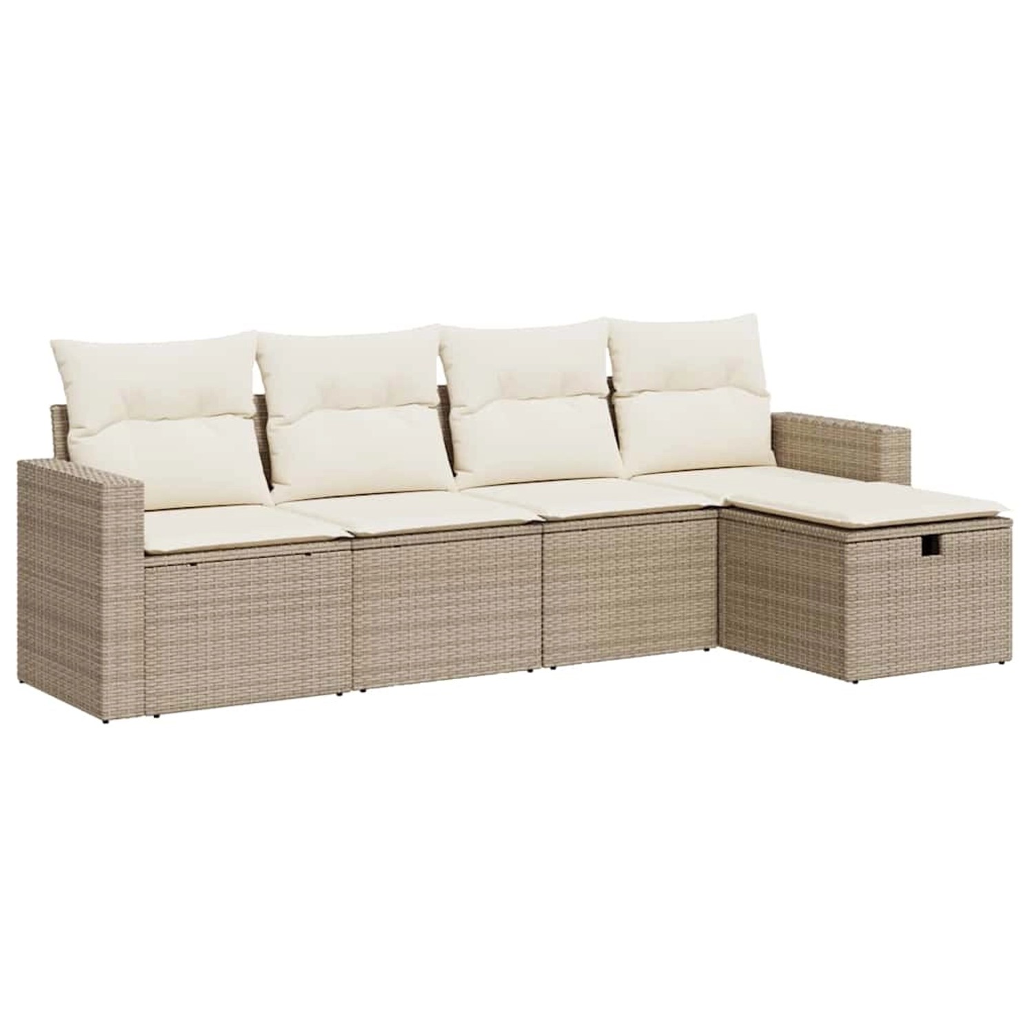 vidaXL 5-Tlg Garten-Sofagarnitur mit Kissen Beige Poly Rattan 3325364 günstig online kaufen