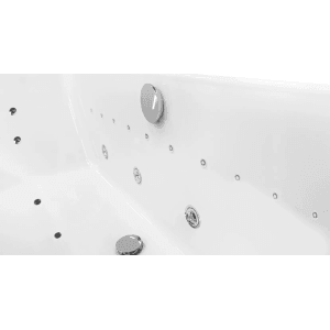Detailansicht der weißen Basera® Indoor Whirlpool Badewanne XXL Wave mit Massagedüsen.