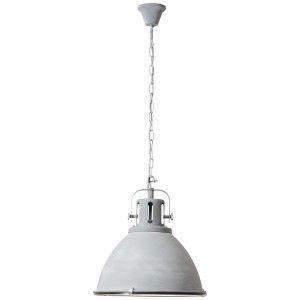 Betongraue Brilliant Pendelleuchte Jesper, Ø 47cm, im Industrial-Stil für E27 Leuchtmittel.