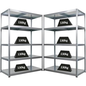 PROREGAL Mega Deal 2x Schwerlastregal Steel Eagle HxBxT 180x120x60cm Fachlast 130kg Verzinkt