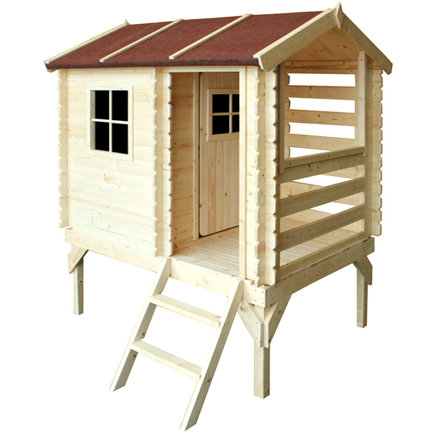Timbela Kinderspielhaus Holz M501B 1,1 m² auf Stelzen mit Leiter und