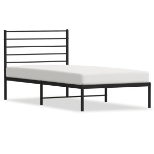 Schwarzes Metall Bettgestell 90x200 cm mit Lattenrost und Kopfteil von vidaXL.