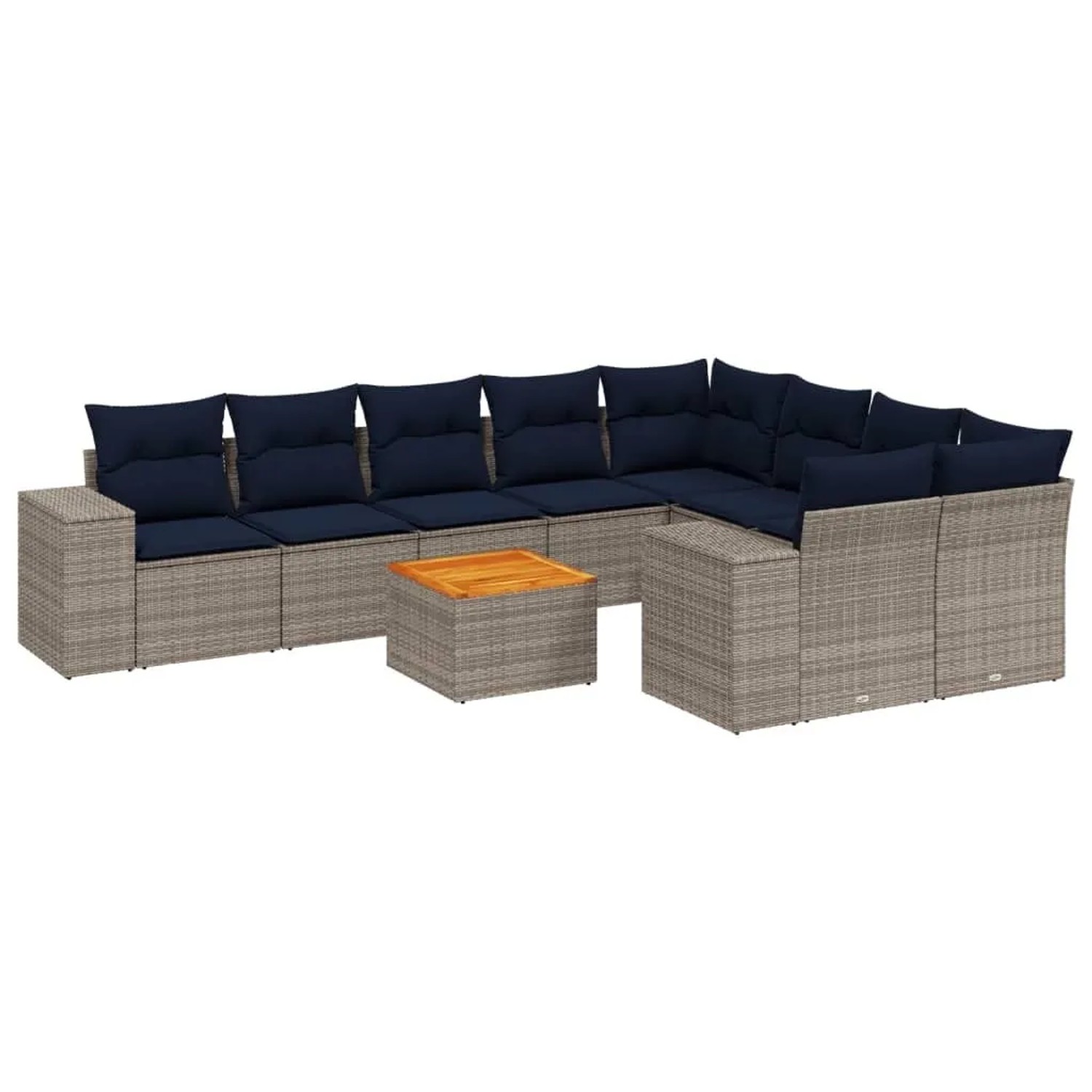 vidaXL 10-Tlg Gartensofa-Set mit Kissen Grau Polyrattan 3225606 günstig online kaufen