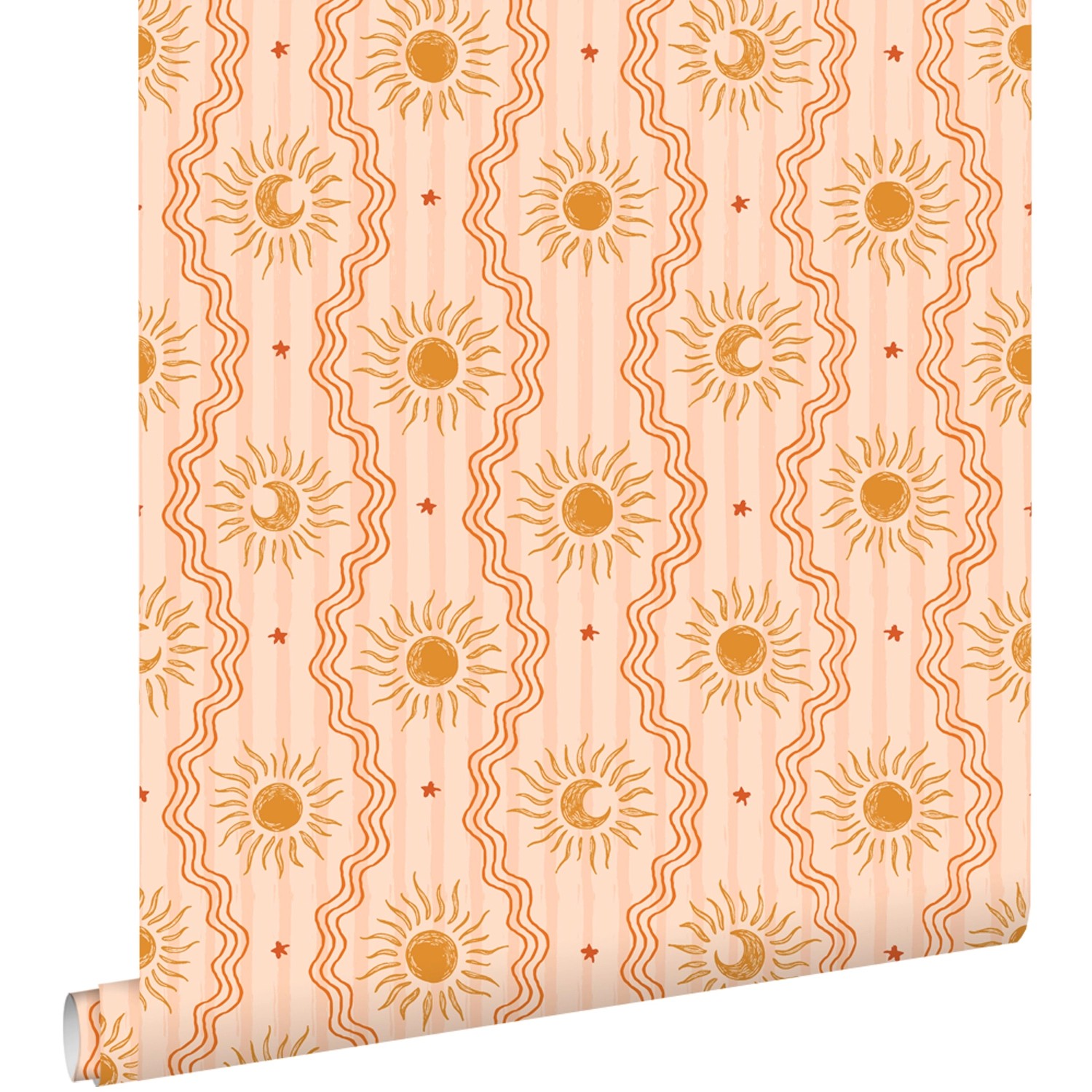 ESTAhome Tapete Retro-Ornamente Rosa Orange und Gelb 50 x 900 cm günstig online kaufen