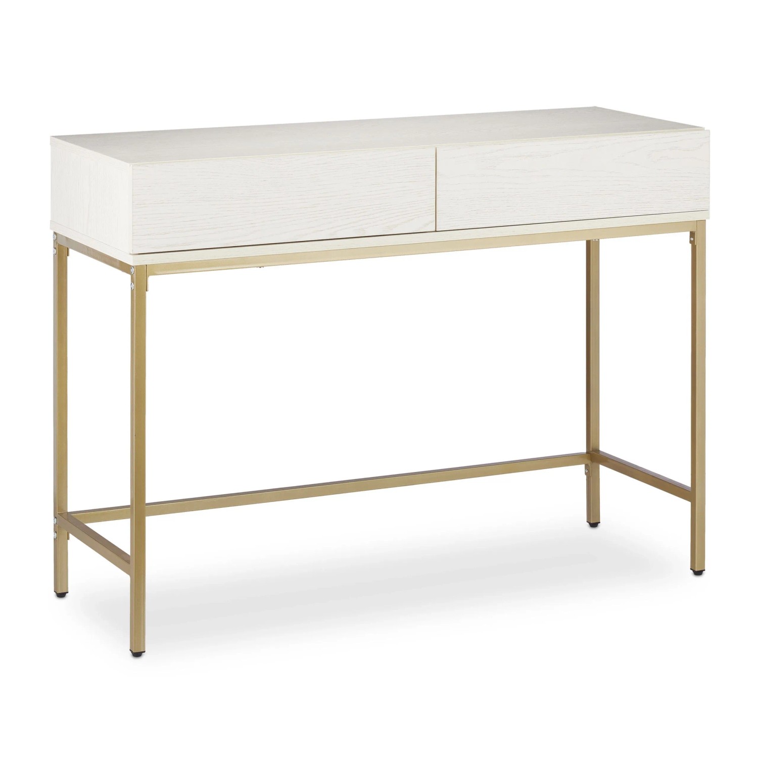 Relaxdays Konsolentisch Metall Holzwerkstoff Gold Weiß mit 2 Schubladen 110 cm x 40 cm x 80 cm 21,1 kg