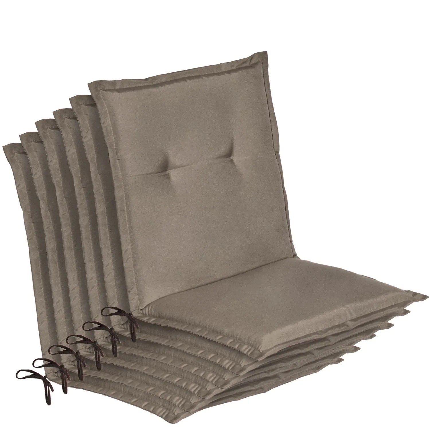 Beautissu 6er Set Niedriglehner Auflage Gartenstuhl Loft NL 100x50x6cm Taupe