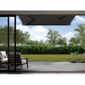 Anthrazit Halbkassettenmarkise Maraca 3x2m mit Solarbetrieb für Terrasse oder Balkon.