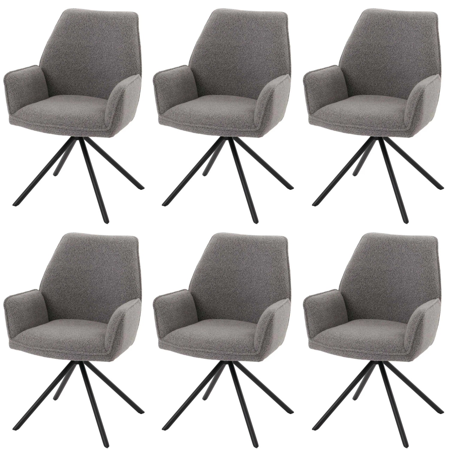 MCW Esszimmerstuhl G67 Bouclé 6er-Set Hellgrau günstig online kaufen