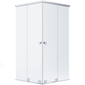 Schöner Wohnen Eckdusche mit zwei Schiebetüren, silbermatte Beschläge, 100x100x200 cm.