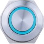 LED-Einbau-Klingelknopf in Nickel mit blauer LED-Beleuchtung.