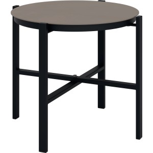 Beistelltisch des Balkonmöbel-Sets Tapena, Stahl schwarz, Tischplatte taupe.