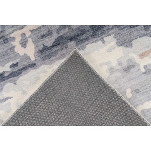 Grauer Vintage Teppich im orientalischen Design mit Used Look, Detailansicht der Rückseite.