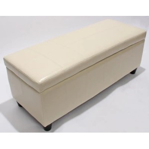 BERLINLODGE Aufbewahrungs-Truhe Sitzbank Lars 45x112x45cm Creme Leder & Kunstleder
