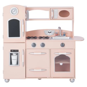 Rosa Teamson Kids Spielküche mit Zubehör: Herd, Spüle, Ofen, Mikrowelle und Kühlschrank.