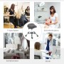 HOMCOM Drehstuhl Kosmetikhocker, grau, gepolstert, Sattelform, höhenverstellbar mit Rollen. Vielseitig für Salon, Büro, Zuhause.