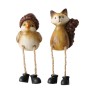 Boltze Kantenhocker Scotty, 2er Set: Vogel mit Eichelhut und Fuchs mit Zapfen, Dekofiguren aus Keramik.