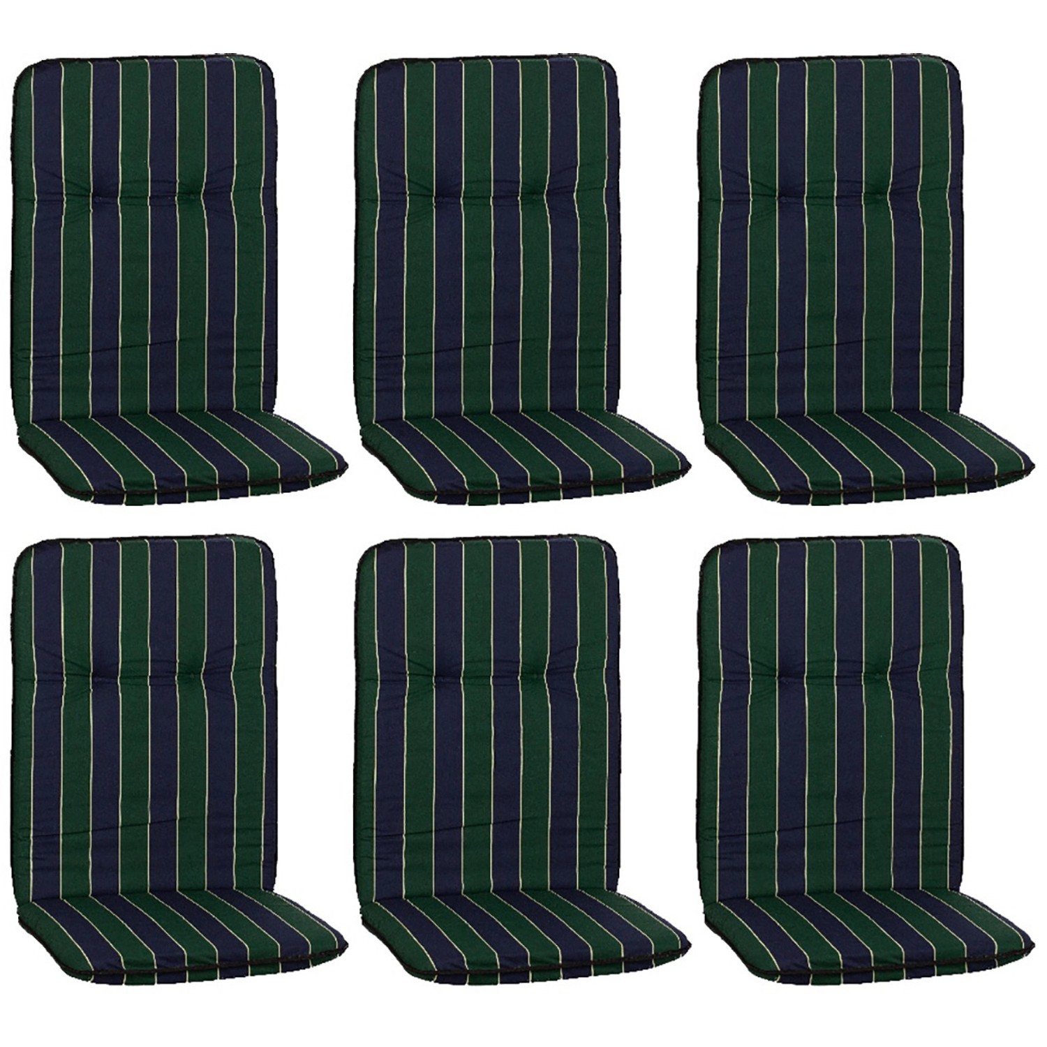 Beo Sitzauflage Hochlehner Eagle 6er-Set Blau-Dunkelgrün gestreift günstig online kaufen