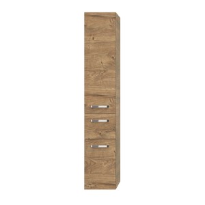 Pelipal Bad-Hochschrank Serie 4010, Eiche Ribbeck quer, 30 cm breit. Badezimmerschrank mit drei Schubladen.