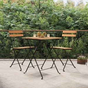 vidaXL Bistrostühle Klappbar 2 Stk Massivholz Teak und Stahl 319979
