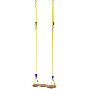 Winnetoo Schaukelsitz aus Holz mit gelben Seilen, Zubehör für Gartenspielgeräte.