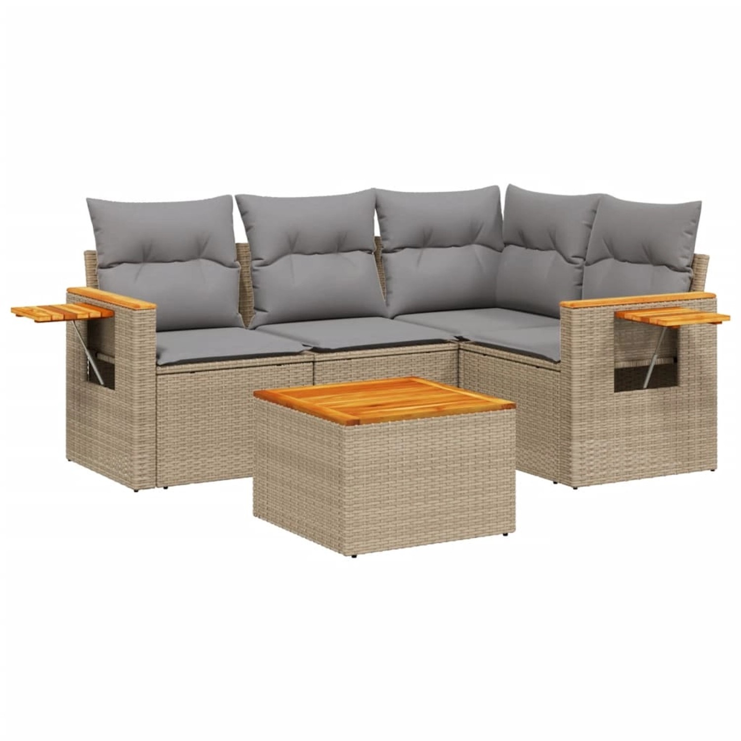 vidaXL 5-Tlg Garten-Sofagarnitur mit Kissen Beige Poly Rattan 3259182 günstig online kaufen