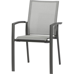 Siena Garden Stapelsessel Velia, anthrazitfarbener Gartenstuhl mit Aluminiumgestell und Ranotex-Gewebe.