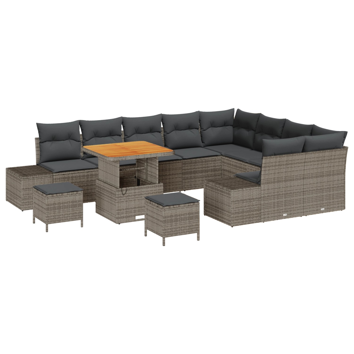 vidaXL Garten-Sofa-Set mit Speicher 12-Tlg Grau Poly Rattan 3362823 günstig online kaufen