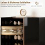 HOMCOM Schuhkommode, schwarz hochglanz, mit Soft-Close-Türen. Detailansicht des leisen Schließmechanismus mit Schuhen.