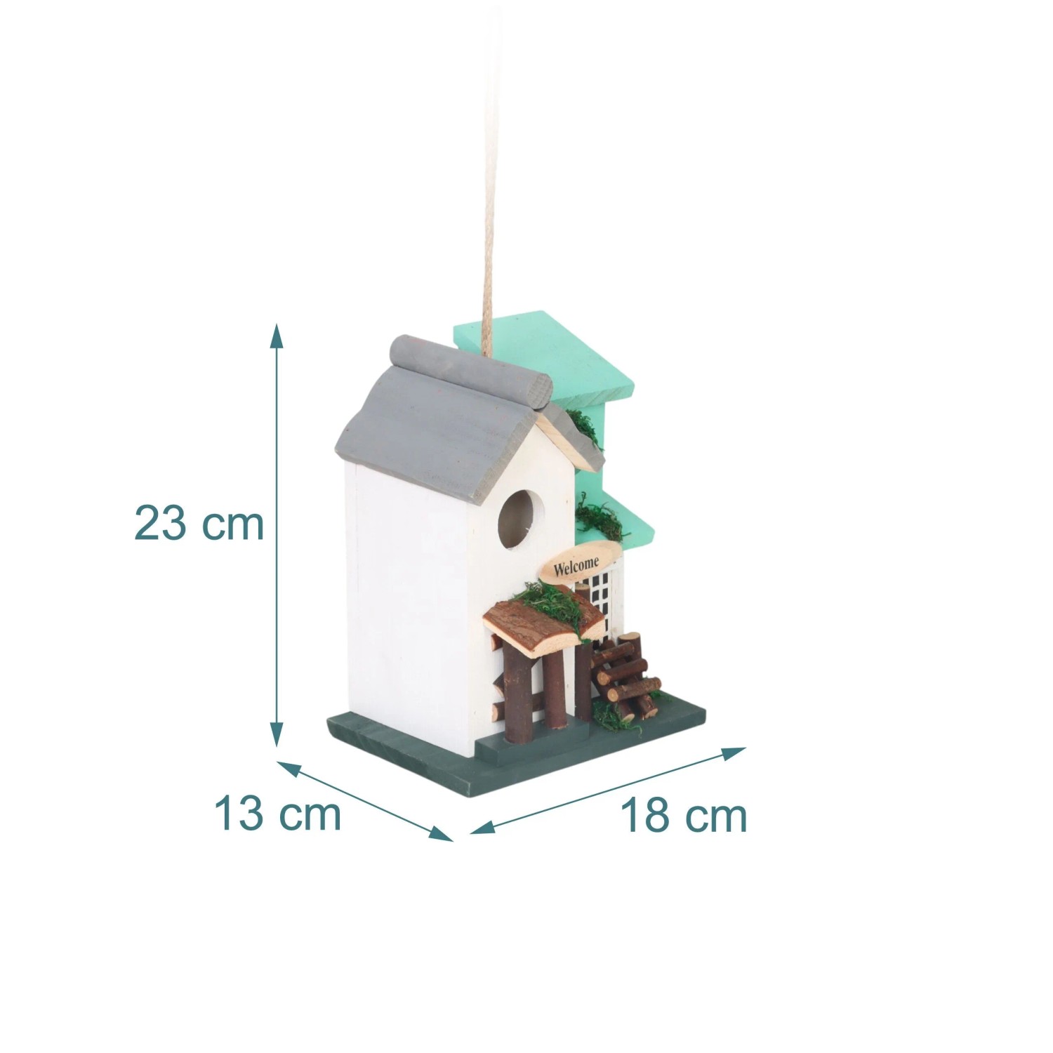 Relaxdays Vogelhaus Kiefernholz Mehrfarbig Wetterfest 23 cm x 18 cm x 13 cm_4
