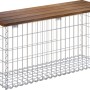 Gabiona Gabionenbank mit Cumaru-Holzauflage, 105x50x30 cm, Maschenweite 5x10 cm.