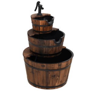 VidaXL Gartenbrunnen aus Tannenholz mit Pumpe, Kaskadenbrunnen mit drei Ebenen.