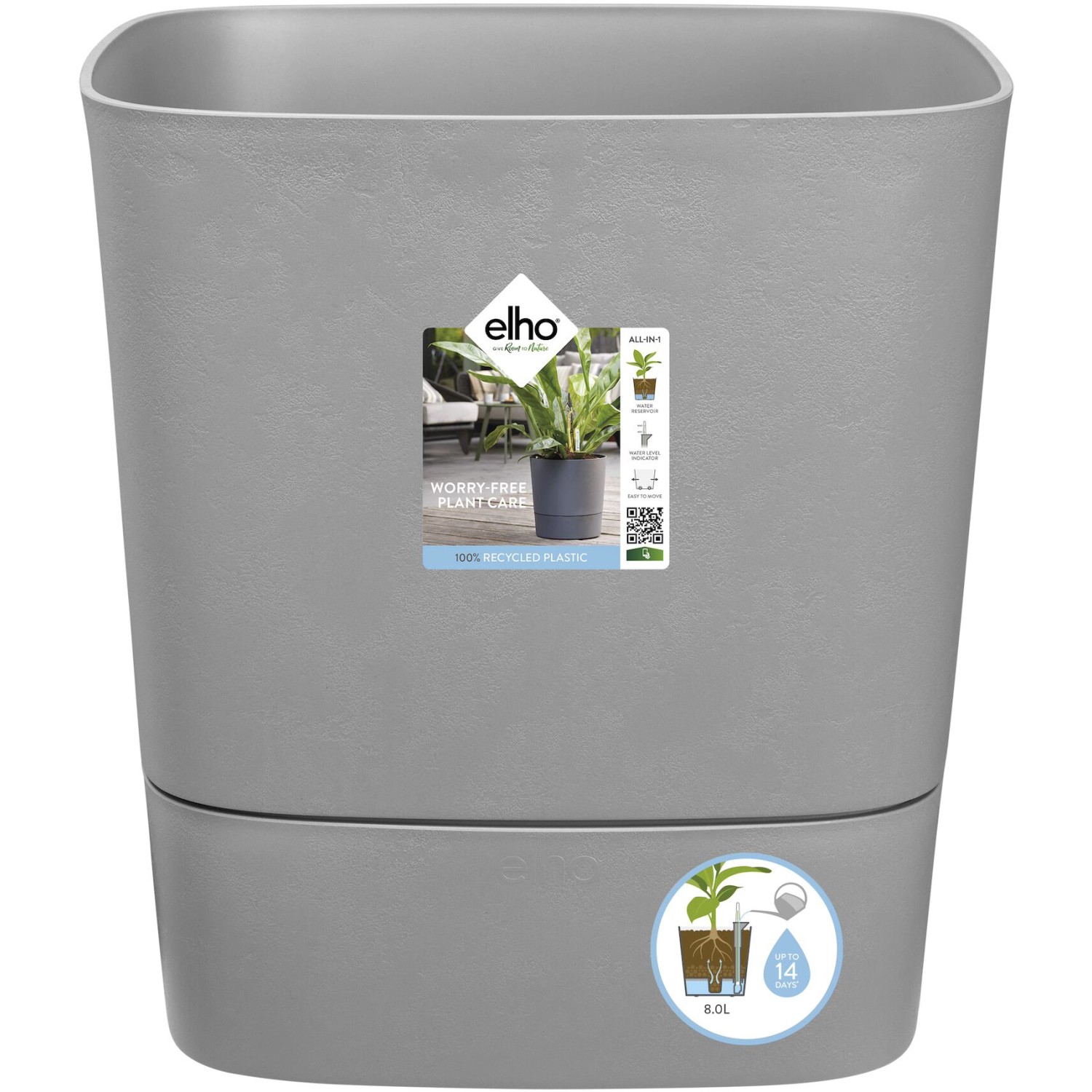 Elho Blumentopf Greensense Aqua Care Eckig 38,9 cm x 38 cm Light Beton günstig online kaufen