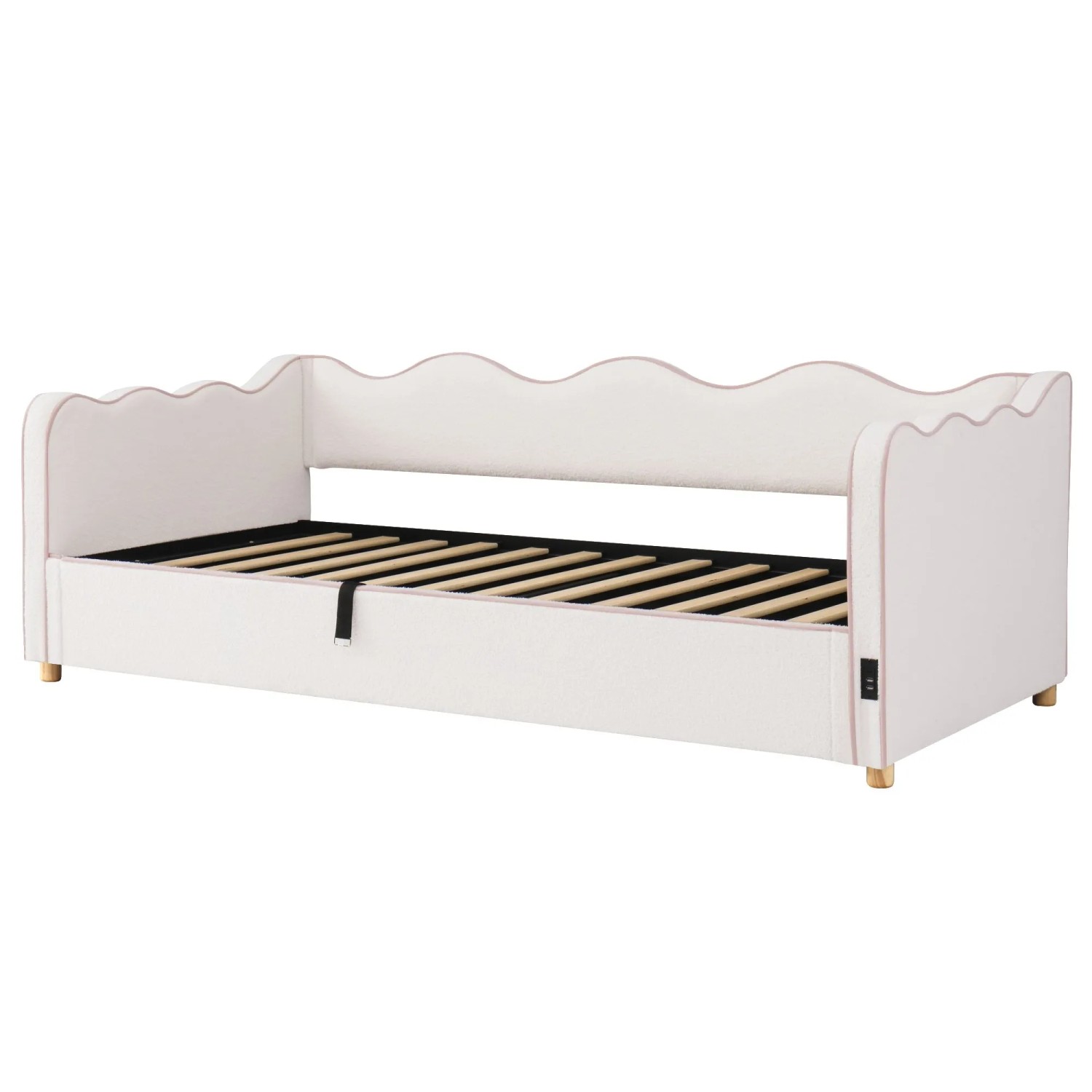 Merax Daybett 90x200cm Hydraulik USB Bouclé Beige