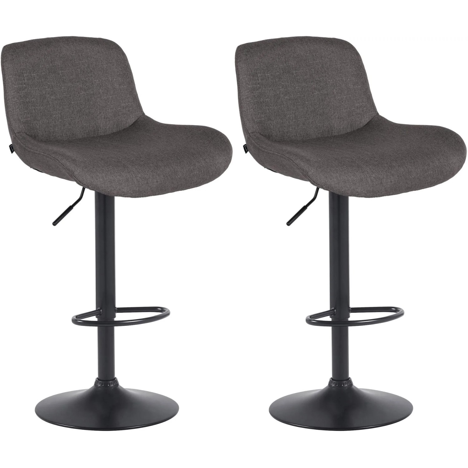 DELUKE 2er Set Barhocker PONOR Stoff Dunkelgrau 50x50x85cm Schwarz Barstuhl Höhenverstellbar Mit Lehne Drehbar Tresenhocker Tresenstuhl