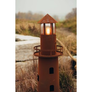 Dekorative Leuchtturm-Skulptur aus Edelrost-Metall, 175 cm hoch, für den Garten.