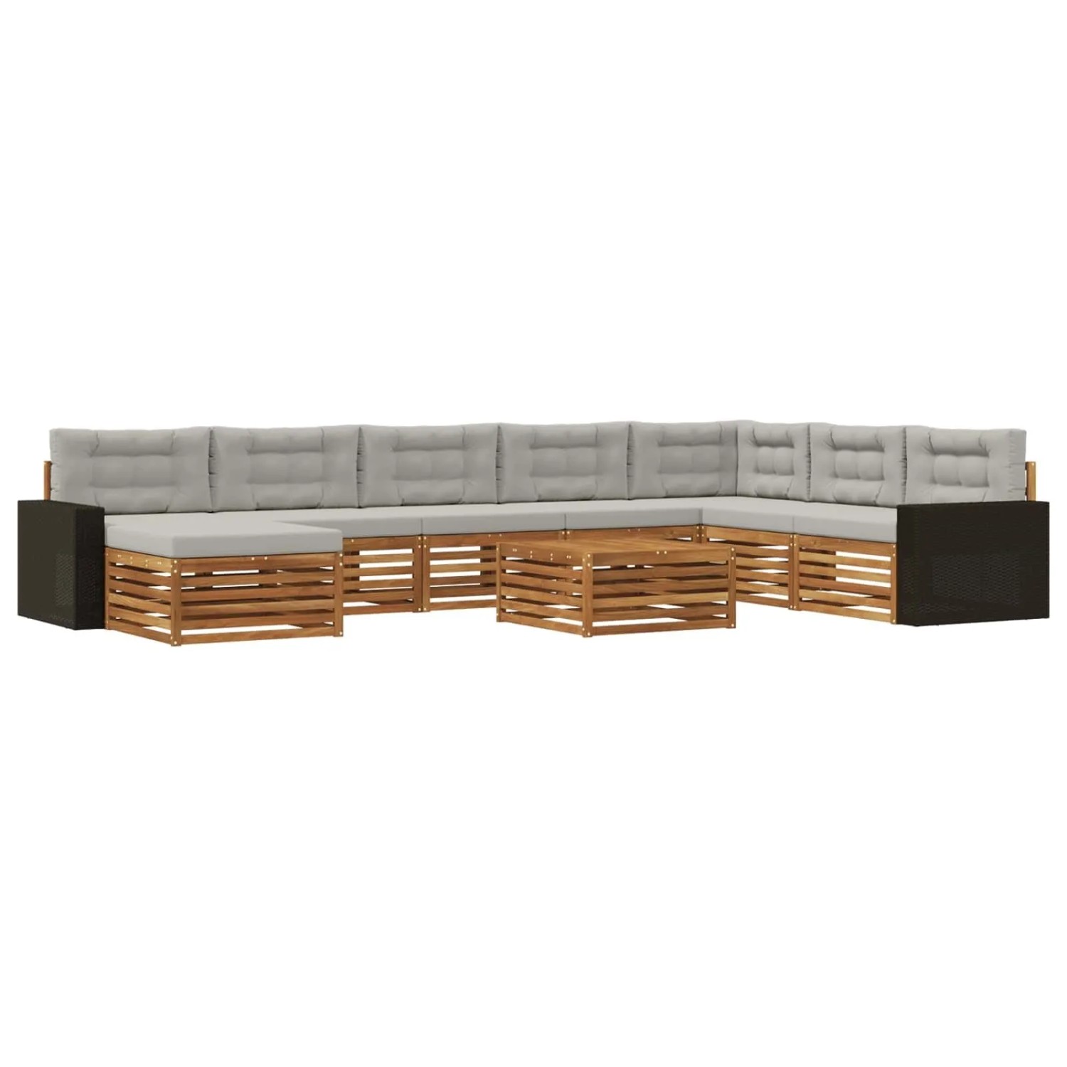 vidaXL Outdoor-Sofagarnitur mit Kissen 9 Stk Natur und Hellgrau 3383754