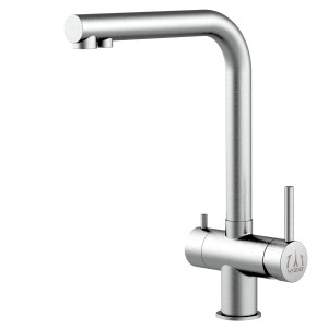 VIZIO Niederdruck 3-Wege Küchenarmatur, Edelstahl gebürstet, 360° schwenkbar.