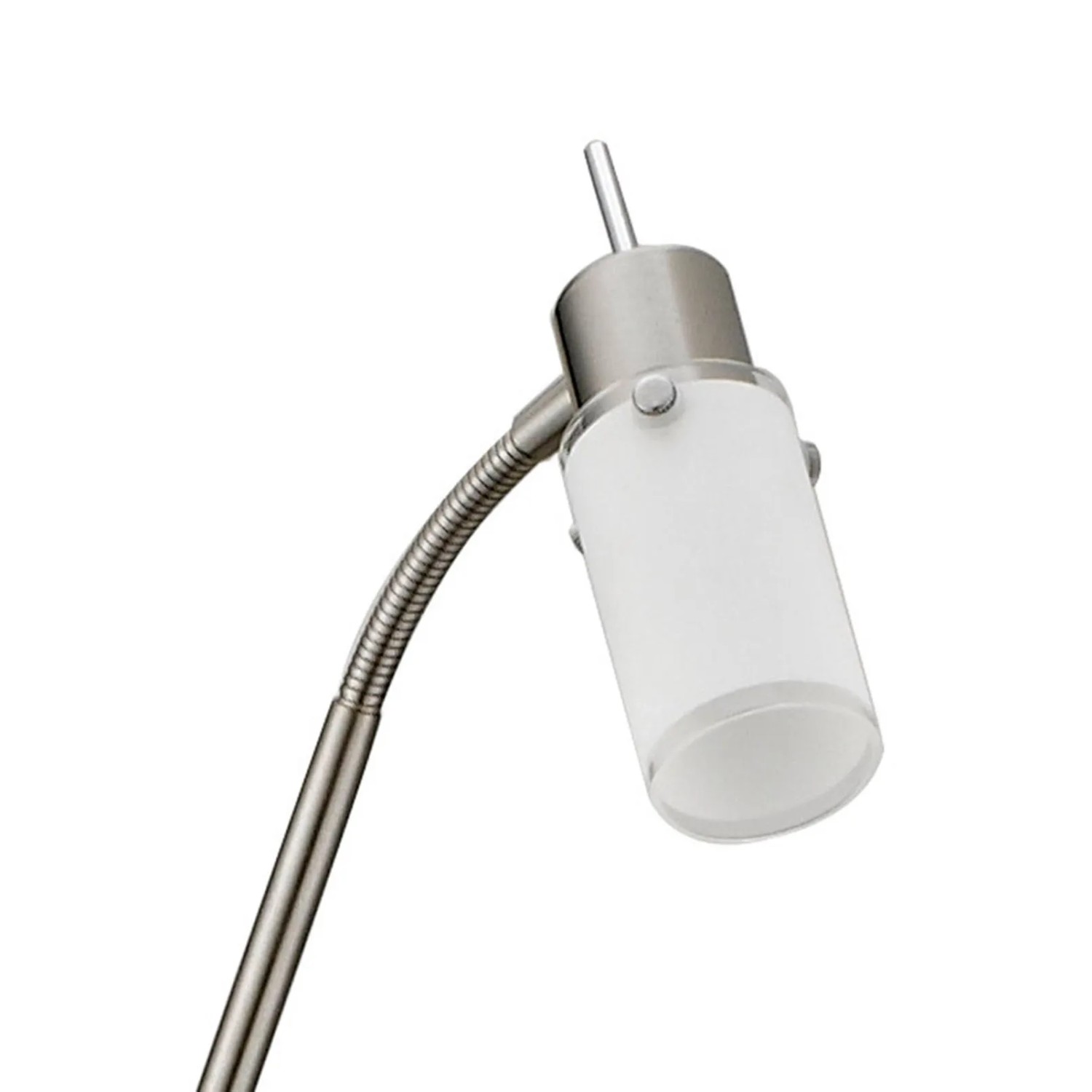 Moderne LED-Stehlampe Max von Just light. aus Stahl und Glas, flexibler Arm, ideal als Leselampe.