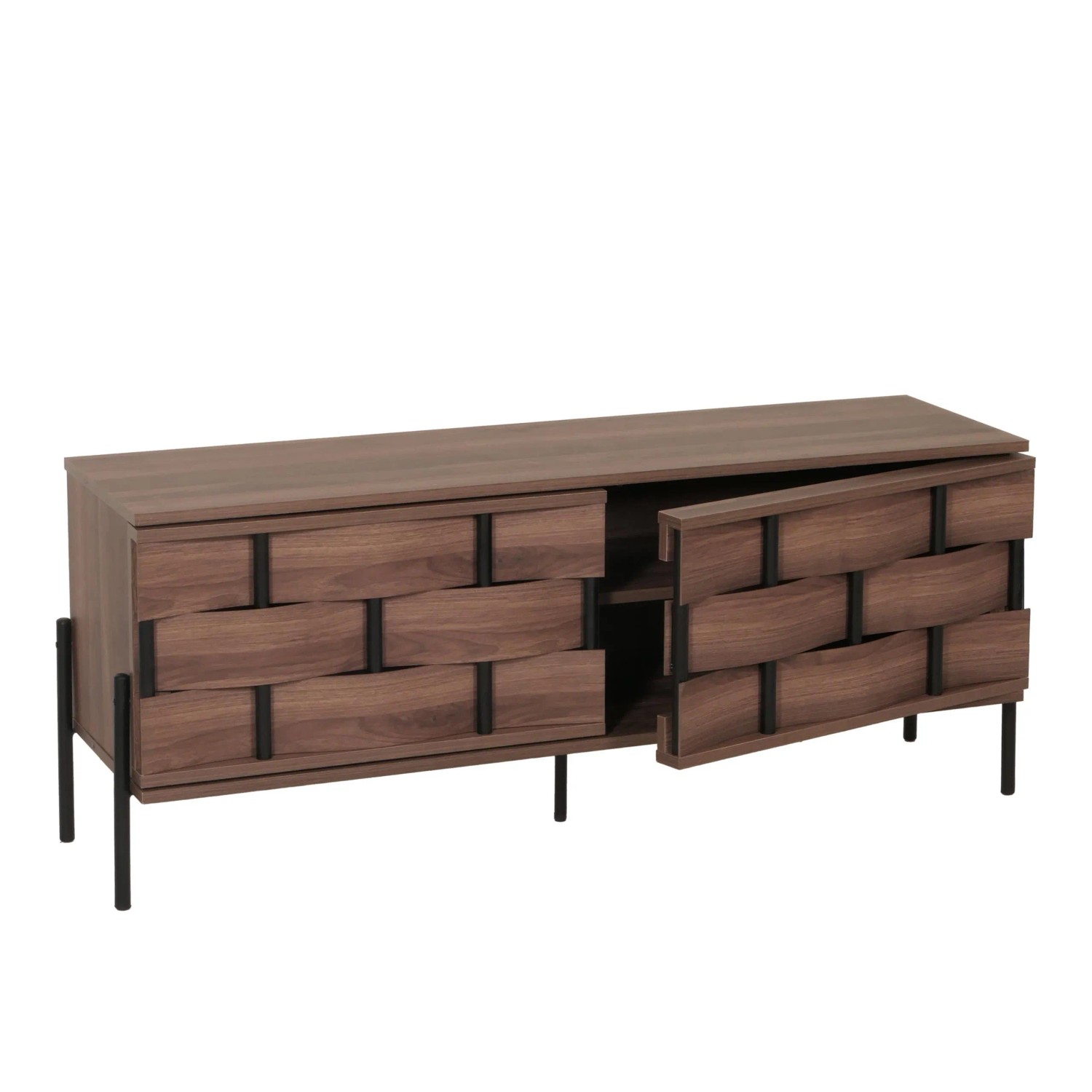 MCW TV-Rack M44 Staufächer 3D-Flecht-Design Push-to-open Türen 120cm